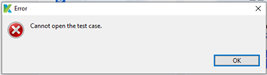 On attempting to open a saved "test case", Katalon can