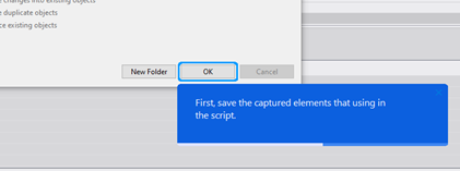 Katalon says, "First, save the captured elements that using in the script."